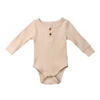 Infant Sunken Stripe Cotton Long Sleeve Triangle Rompers