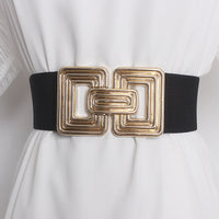 Square Metal Buckle Jute Wide Belt