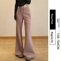 Dark Gray Flared Pants Womens High-Waisted Casual Sport Pants