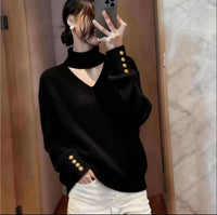 Necklace-style V-neck Knit Sweater For Women