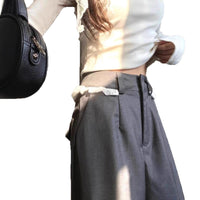 Lace-trimmed Casual Draping Straight-leg Floor-length Wide-leg Pants