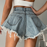 Denim shorts hot pants fake culottes