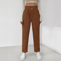 Women's Casual Elastic Waist Corduroy Straight-leg Pants