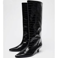Women's British Style Pointed Toe High Leg Boot