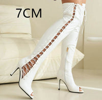 Stretch Thin Patent Leather Female Over-the-knee Boots
