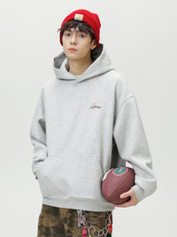 Split Structure Contrast Color Embroidered Fashion Brand Loose Hoodie Coat