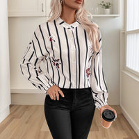Commuter-style Single-breasted Striped Lapel Shirt