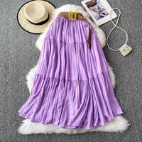 Mid-length Casual High Waist Slimming Large Hem Puffy Cake Dress