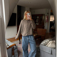 Women's Long Sleeve Solid Color Knitted Cardigan
