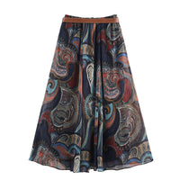 Women's Belt With Metallic Thread Print Skirt