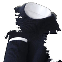 Half Wool Batwing Knit Sweater Solid Color Casual Base Shirt