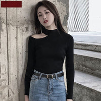 Women's Stand-up Base Shirt Slim Fit Small Figure Frosted Sweater