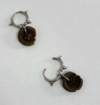 Wasteland Style Burned Gap Button Distressed Earrings