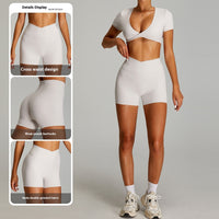 Nude Feel Cross High Waist Yoga Shorts Women's Tight Sports And Fitness Shorts
