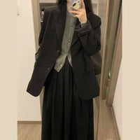 Solid Color Loose Casual Women's Suit Jacket