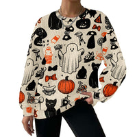 Digital Printing Pattern Shading Fashion Trend Round Neck Long Sleeve Sweater