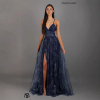 Elegant Womens V-neck Sleeveless Strapless Dress With A Flared Hem High Waist Split Women Long Dresses Party Dress