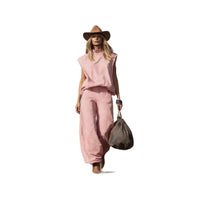 Western-style Sleeveless Wide-leg Cropped Suede Velvet Suit
