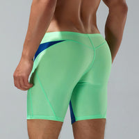 New Fashion Men's Low Waist Long Boxer Swimming Trunks