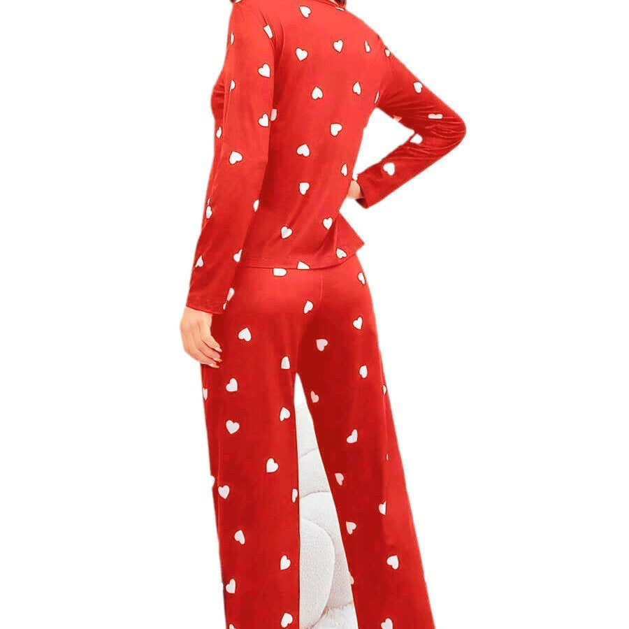 Heart Printing Round Neck Long Sleeve Trousers Autumn And Winter Comfortable Suit