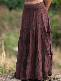Women's Waist Smocking Mid-length Retro Daily Skirt