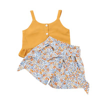 Girls' Suspender Top Floral Shorts Set For Children