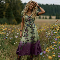 Womens Retro Elegant Ombre Dress