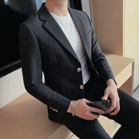 Mens Simple Sophisticated Casual Single-Breasted Two-Button Suit