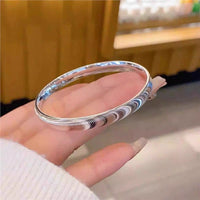 9999 Solid Silver Closed Bangle Bracelet - Brushed Finish Minimalist Smooth Band for Women
