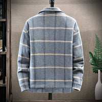 Checker Short Cotton Windbreaker College Students' Tweed Coat