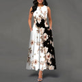 Womens Printed Crew-Neck Sleeveless Tank Dress