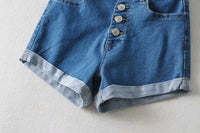 High Waist Denim Shorts High Stretch Front Row