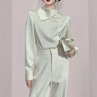 Satin Chic Shirt Women's Japanese French Style