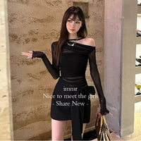 Pure Seductive Mesh Long-Sleeve Bodycon Tube Top