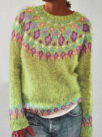 Round Neck Multicolor Loose Fashion Pullover Sweater