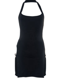 Solid-color Backless Hollow-out Halter Dress For Women