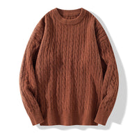 Vintage Twist Shape Round Neck Thickened Sweater
