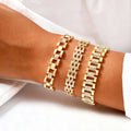 Copper Material Light Luxury Zircon-inlaid Watch Strap Bracelet Gold Color
