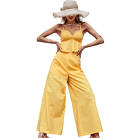 Yellow Vest Top Suspender Casual Jumpsuit Two-piece Suit