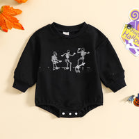 Solid Color Newborn One-piece Sweater Skull Print