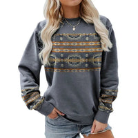 Loose-fit Retro Printed Casual Crewneck Pullover Long-sleeve T-shirt