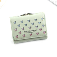 Womens Three-Fold Wallet With Hollowed-Out Heart Design