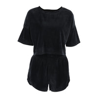 Summer Solid-color Cropped Top And Shorts Loungewear