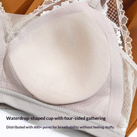 French Lace Backless Sexy Teardrop-Cup Thin-Cup Push-Up Anti-Sag Wireless Deep-V Beautiful-Back Bra
