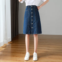 Korean-style Loose Versatile A-line Mid-length Slimming High-waist Plus-size Denim Skirt
