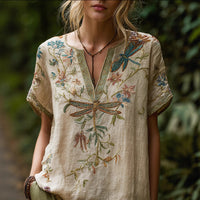 Spring Fashion Carnival Trendy Printed Womens V-Neck Short-Sleeve Top