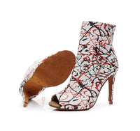 Women's Adult High Heel Stage Boots Graffiti Mid-calf