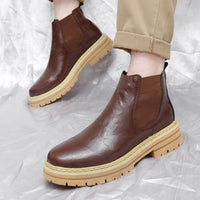 Trendy Thick-soled Work Boots Retro British Style Fleece-lined Men's Boots