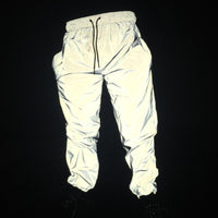 Double-layer Elastic Waist Lace-up Reflective Trousers For Night Running