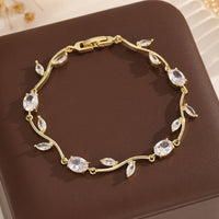 Light Luxury Rattan Leaf Zircon Bracelet For Women